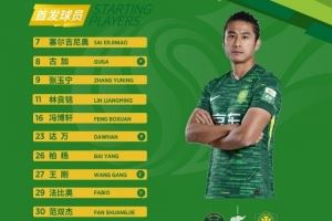客战浙江 北京国安今日首发