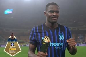 1射3传造4球！博尼当选国米4-1克雷莫内塞全场最佳球员