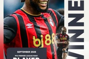 “樱桃”大杀器！PFA官方：3场两球1助，塞梅尼奥当选9月最佳球员