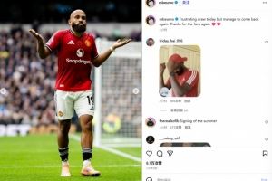 姆伯莫社媒晒摊手庆祝照：平局令人沮丧，但我们还是扳平了比分